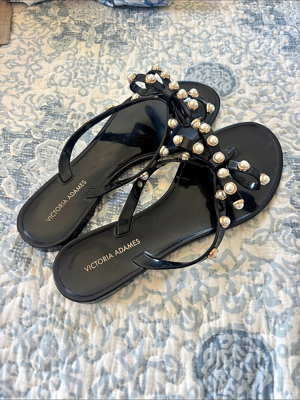 Victoria Adames Studded Sandals in Black Like New